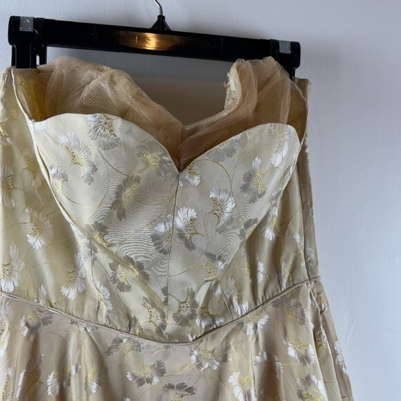 Vintage 50s Strapless Sweatheart Floral Party dress - Picture 3 of 3
